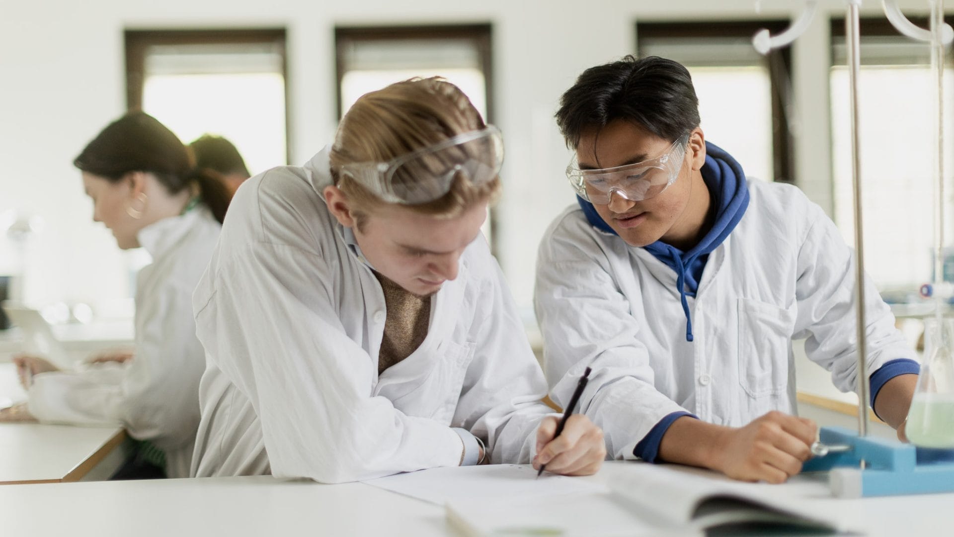 Elever fokuserar på naturkunskapen.